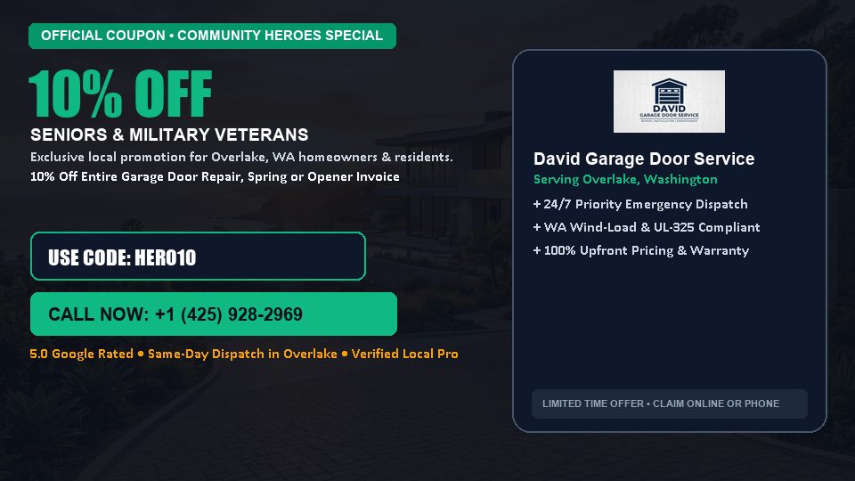 David Garage Door Service 10% OFF Seniors & Military Veterans in Overlake, WA